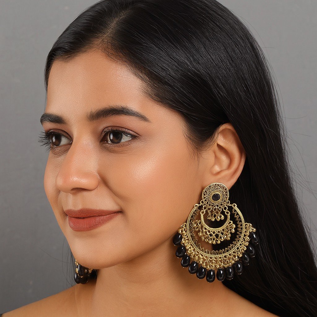 Black Stone Jhumka - Image 2