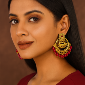 Red Stone Jhumka